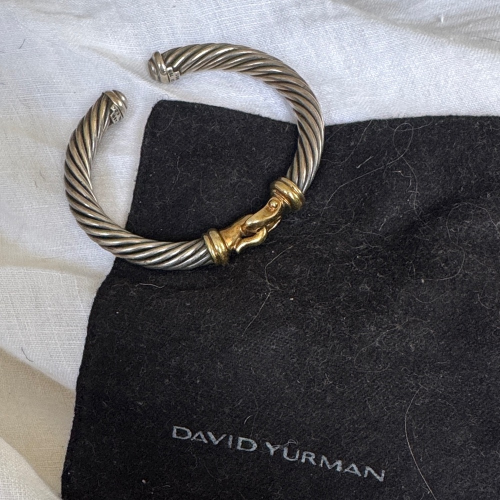 David Yurman Classic Cable Buckle bracelet sterling silver 14k yellow gold